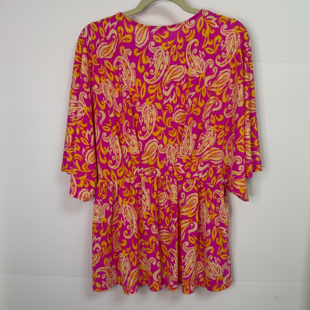 Dear Scarlett Pink Paisley Empire Waist Kimono Sleeve Tunic Top Womens Small NWT - Picture 5 of 8